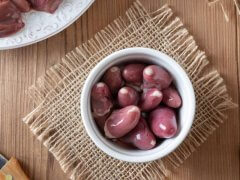 Fresh raw chicken hearts