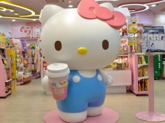 Taipei, Taiwan - December 31, 2022: Beautiful Sanrio Hello Kitty 7-11 Minimart at Ximending Shopping District