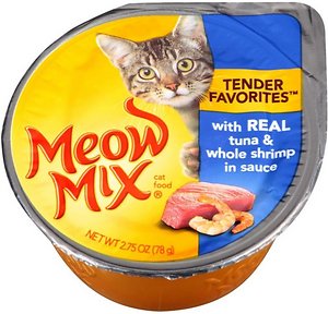 Meow Mix Tender Favorites with Real Tuna & Whole Shrimp in Sauce Cat Food Trays